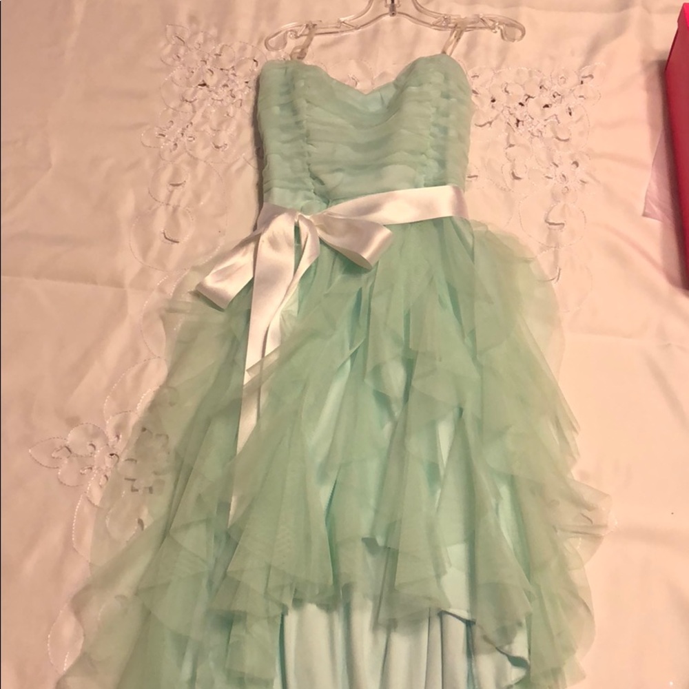 Mint Green Strapless Sweetheart High-Low Dress EUC